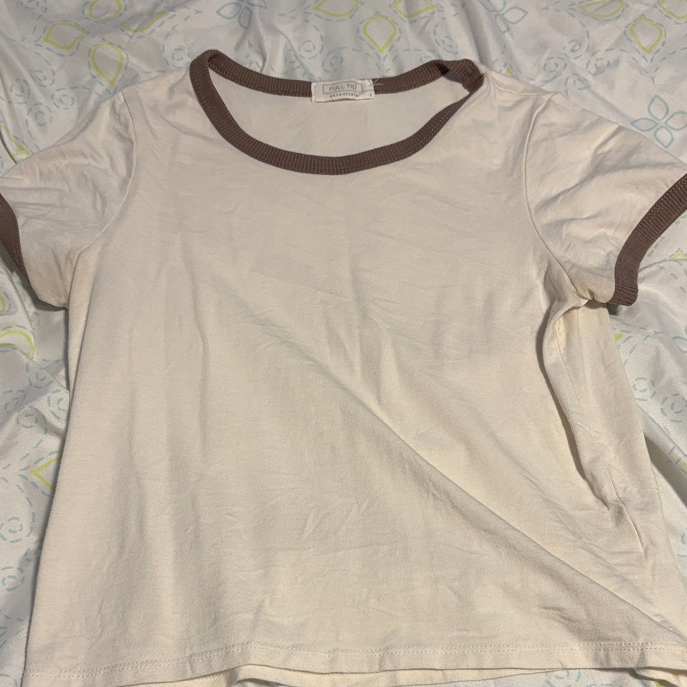 Full Tilt Cream and Brown Ringer Tee